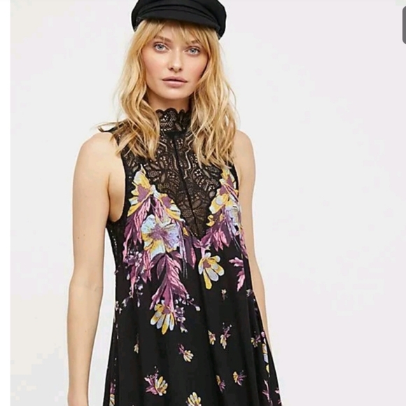 Free People Dresses & Skirts - Free People Marsha Slip Dress Black Onyx  Combo Sz S NWT